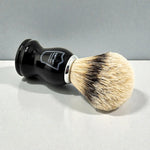 Parker silvertip badger shaving brush, side view